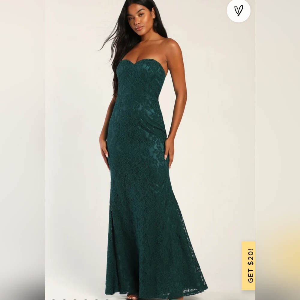 Lulu's Wow the crowd Emerald Green Lace Maxi Size small